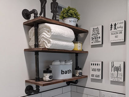 3 Tiers Industrial Pipe Shelf Rustic Wall Shelf
