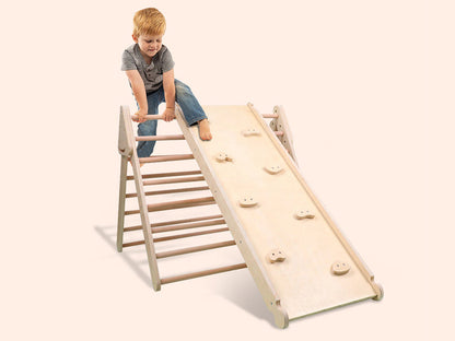 Pikler Triangle Frame with Ramp and Slide