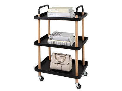 3-Tier Utility Rolling Cart Multi-Function Storage Rack - Black