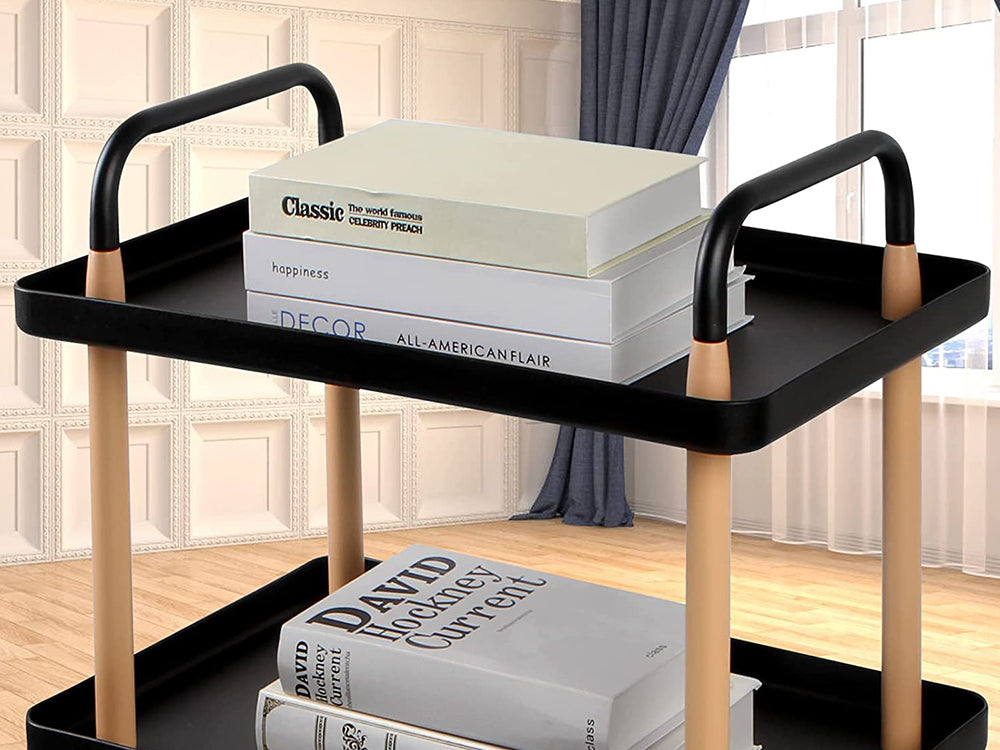 3-Tier Utility Rolling Cart Multi-Function Storage Rack - Black