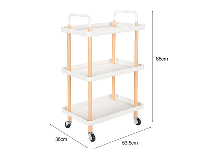 3 Tiers Utility Rolling Cart Multi-Function Storage Rack -White