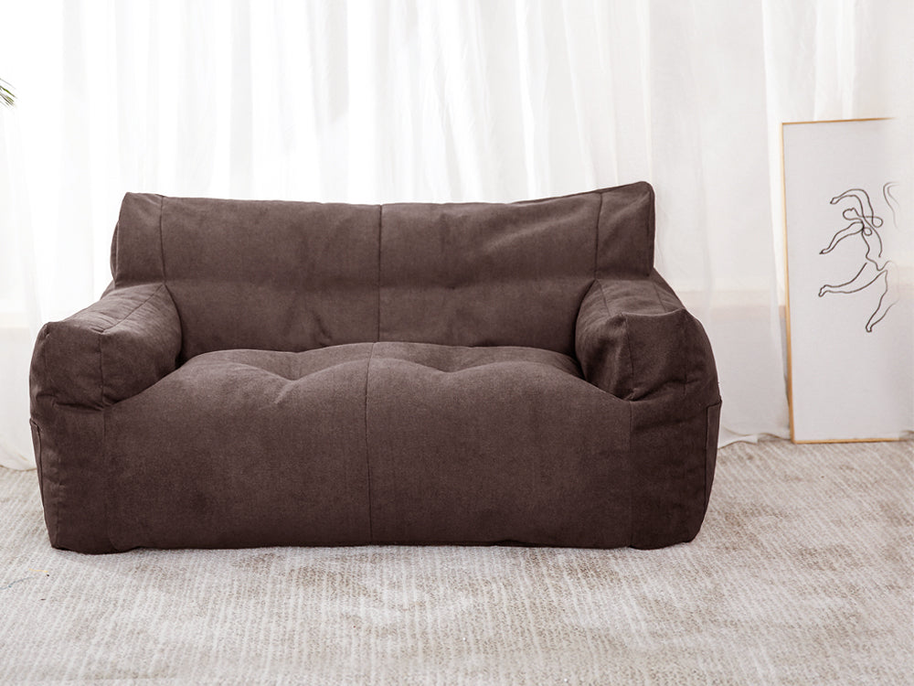 Two-Seater Bean Bag Chair-Dark Brown