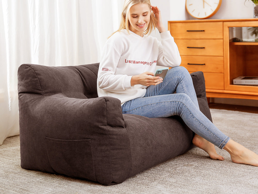 Two-Seater Bean Bag Chair-Dark Brown