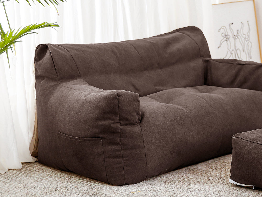 Two-Seater Bean Bag Chair-Dark Brown