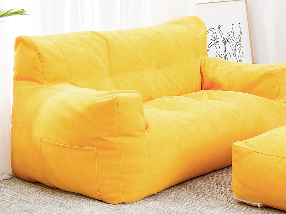Two-Seater Bean Bag Chair-Yellow