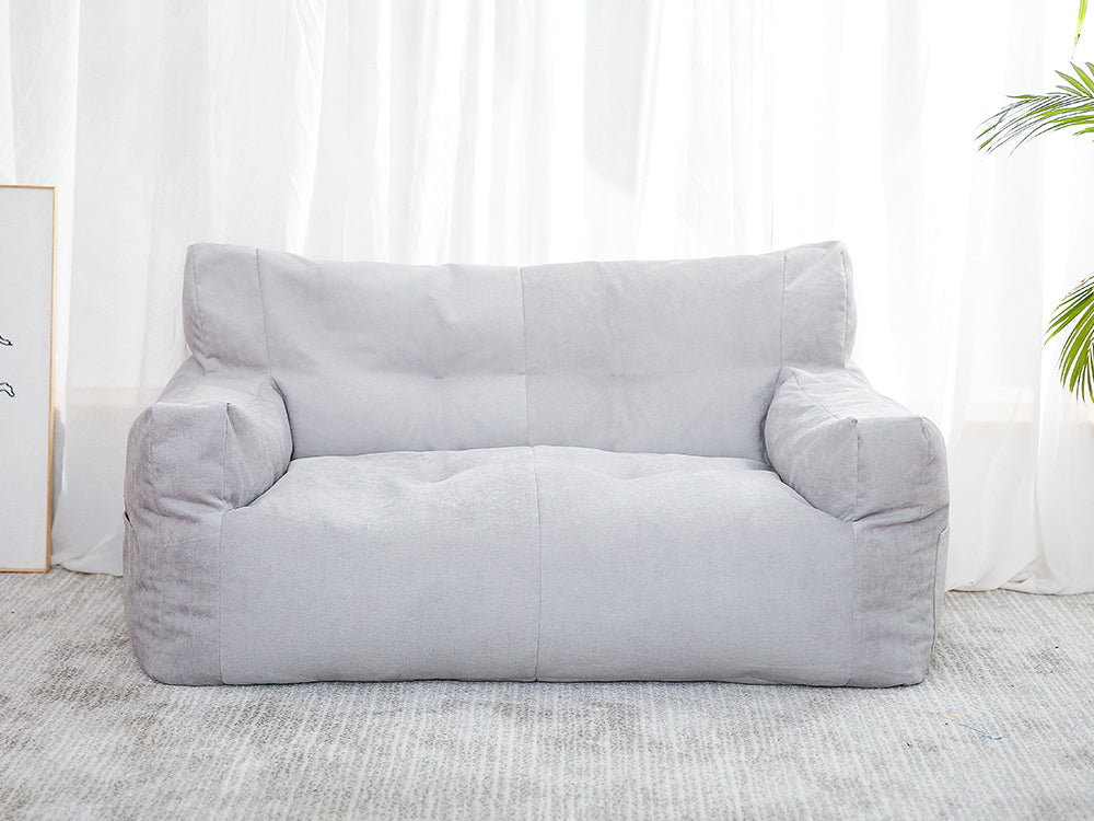 Two-Seater Bean Bag Chair-Light Grey