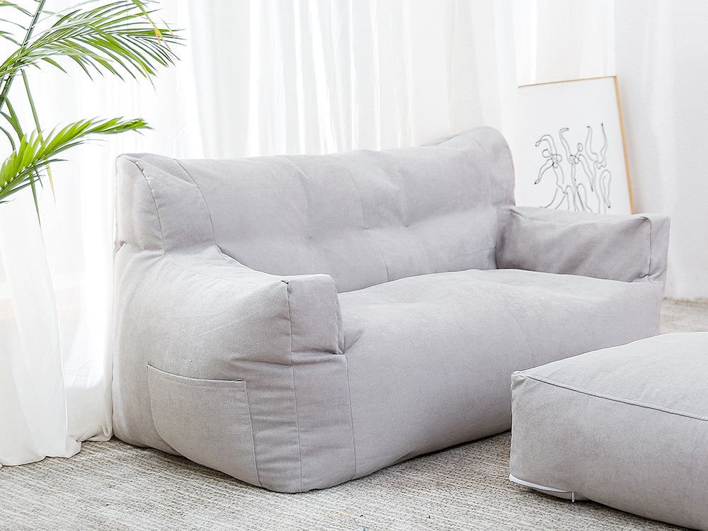 Two-Seater Bean Bag Chair-Light Grey