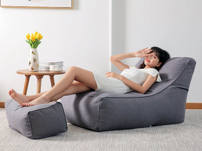 Bean Bag Lounger with Footstool-Grey