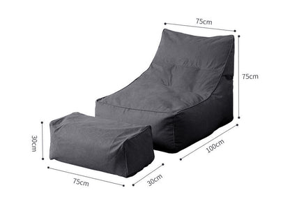 Bean Bag Lounger with Footstool-Grey