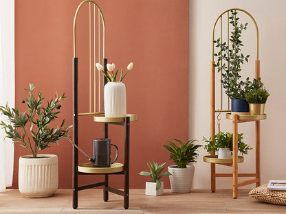 2 Tier Clamping Plants Stand/Display Rack-Dark Walnut