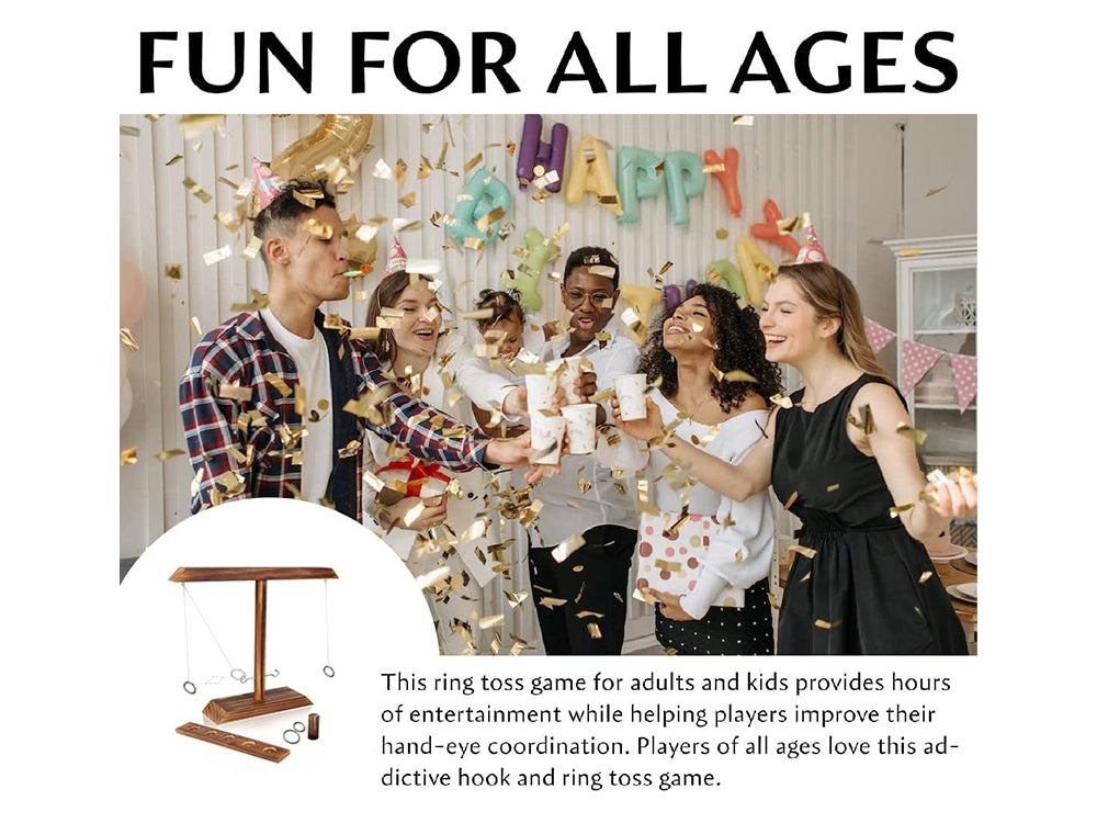 Ring Toss Tabletop Game-Dark Wood