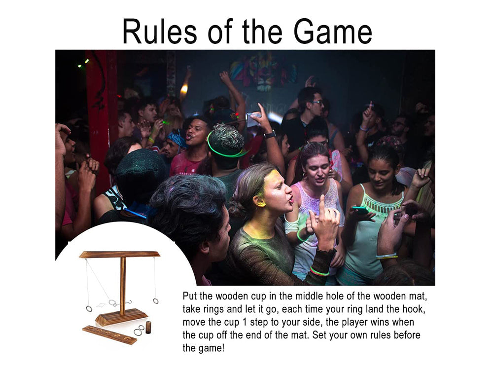 Ring Toss Tabletop Game-Dark Wood