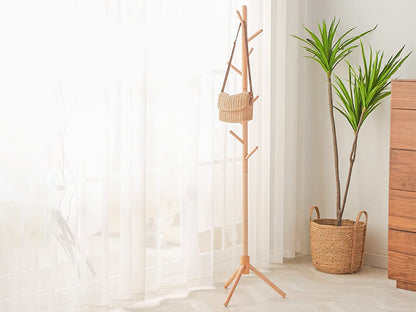 Solid Wood Coat Rack with 8 Hooks - Nature