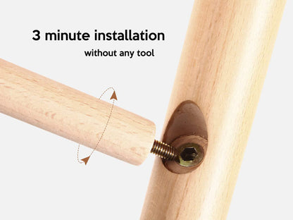 Solid Wood Coat Rack with 8 Hooks - Nature