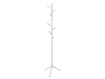 Solid Wood Coat Rack with 8 Hooks - White