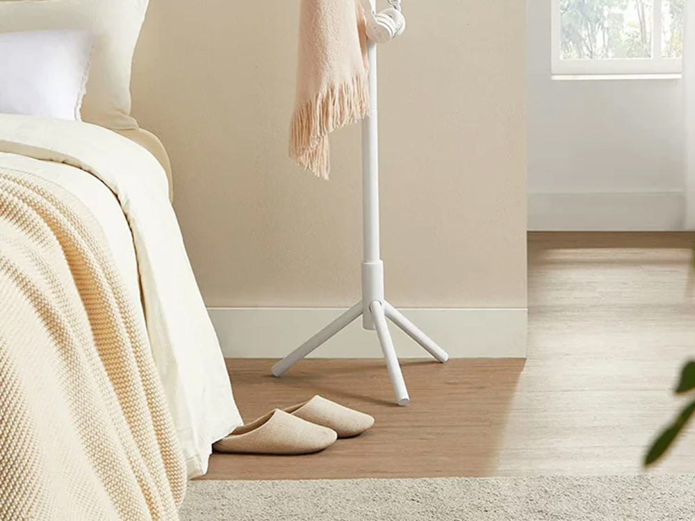 Solid Wood Coat Rack with 8 Hooks - White