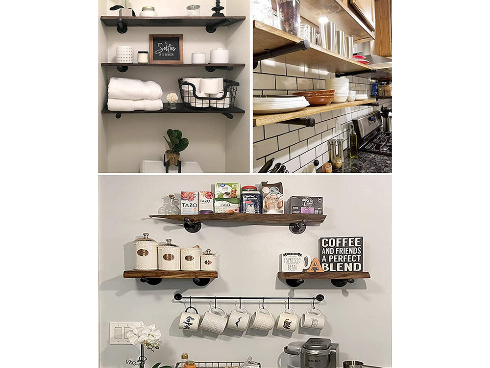 Pipe Shelf Brackets for DIY Floating Shelves-Set of 6