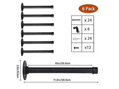 Pipe Shelf Brackets for DIY Floating Shelves-Set of 6