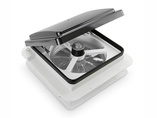 RV Roof Vent Fan 12V with Manual Riser Black Lid 280X280mm
