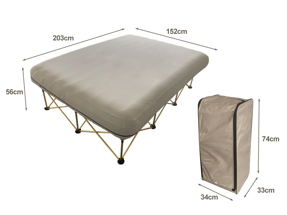 Folding Camping Bed with Inflatable Air Mattress and Carry Bag