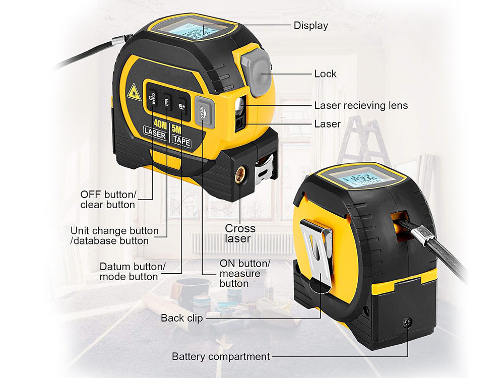 3 in 1 Digital Laser Distance Meters with LCD Display