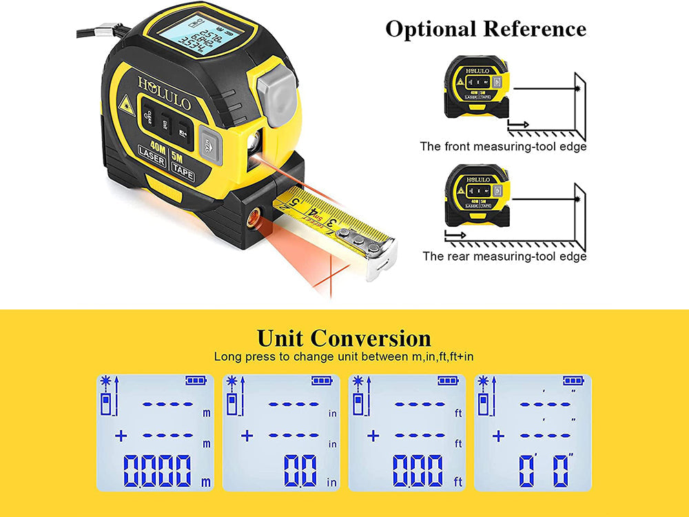3 in 1 Digital Laser Distance Meters with LCD Display