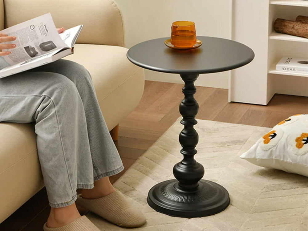 Vintage Iron Side Table-Black