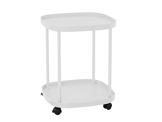 2-Tier Side Table with Wheels-White