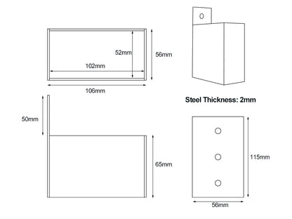 Pergola Top Rafter Bracket (Set of 8) For 100×50mm Timber