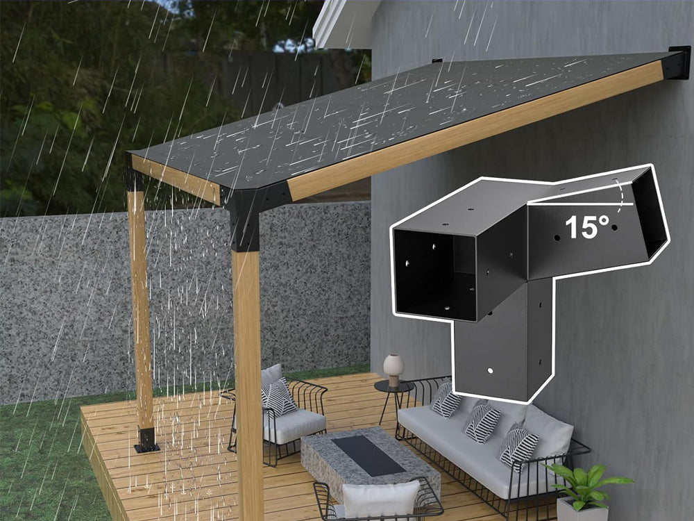 15°Slanted Wall Mount Pergola 3-way Bracket Kit