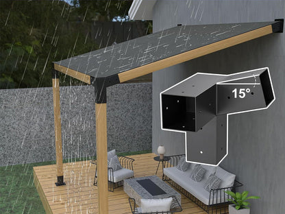 15°Slanted Wall Mount Pergola 3-way Bracket Kit