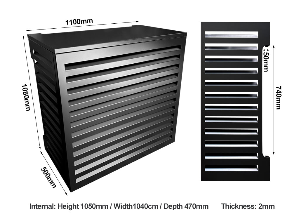 2mm Thickness Aluminum Heat Pump Cover- Black -Medium