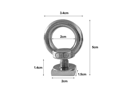 4 x 304 Stainless Steel Roof Rack M8 Eye Bolt-Silver