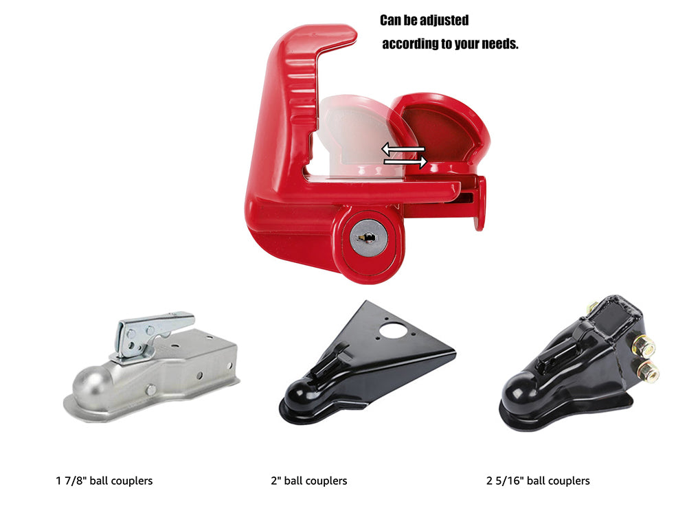 Universal Trailer Hitch Coupler Lock - Red