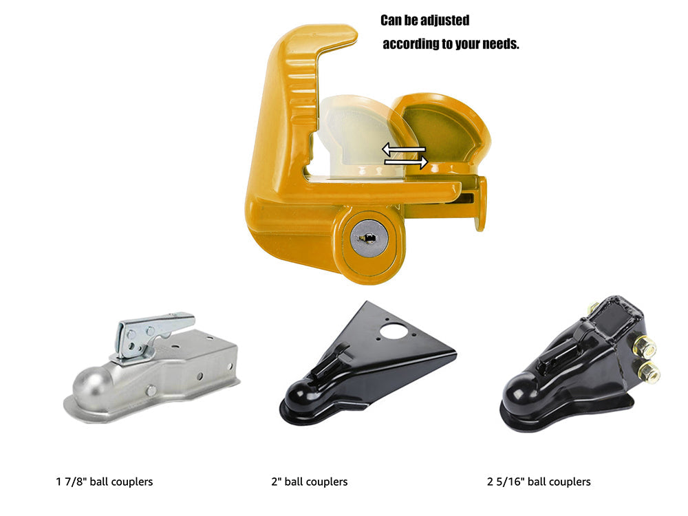 Universal Trailer Hitch Coupler Lock - Yellow