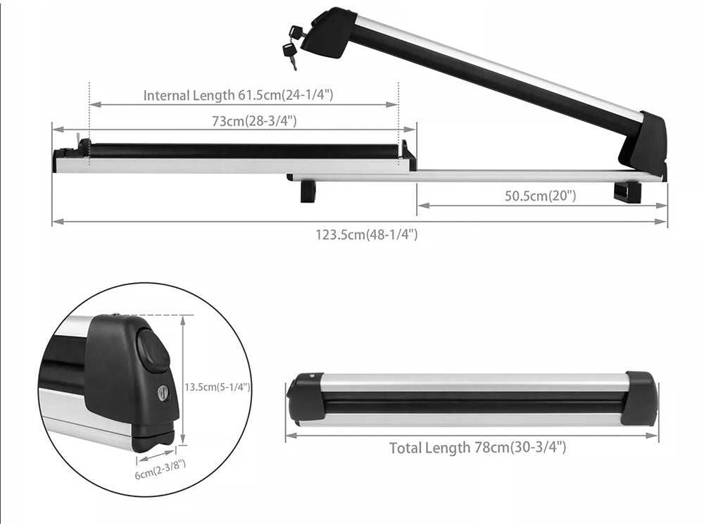 Snowboard Ski Top Roof Rack Carrier-Silver