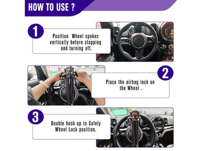 Steering wheel lock- Black & Gold