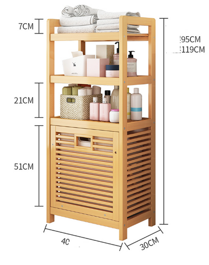 Bamboo Laundry Basket Rack with Shelf