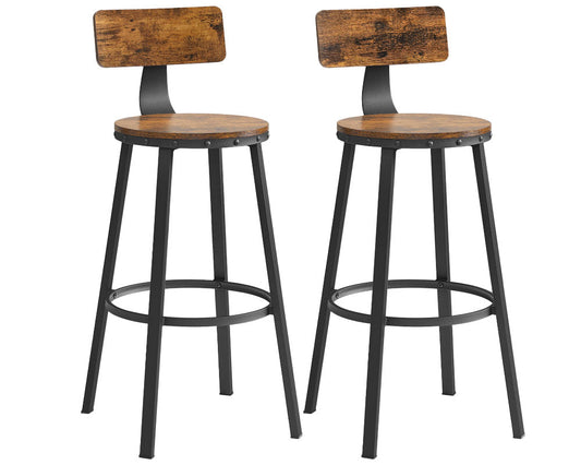 Vasagle Bar Stools Chairs Set of 2 - Rustic Brown