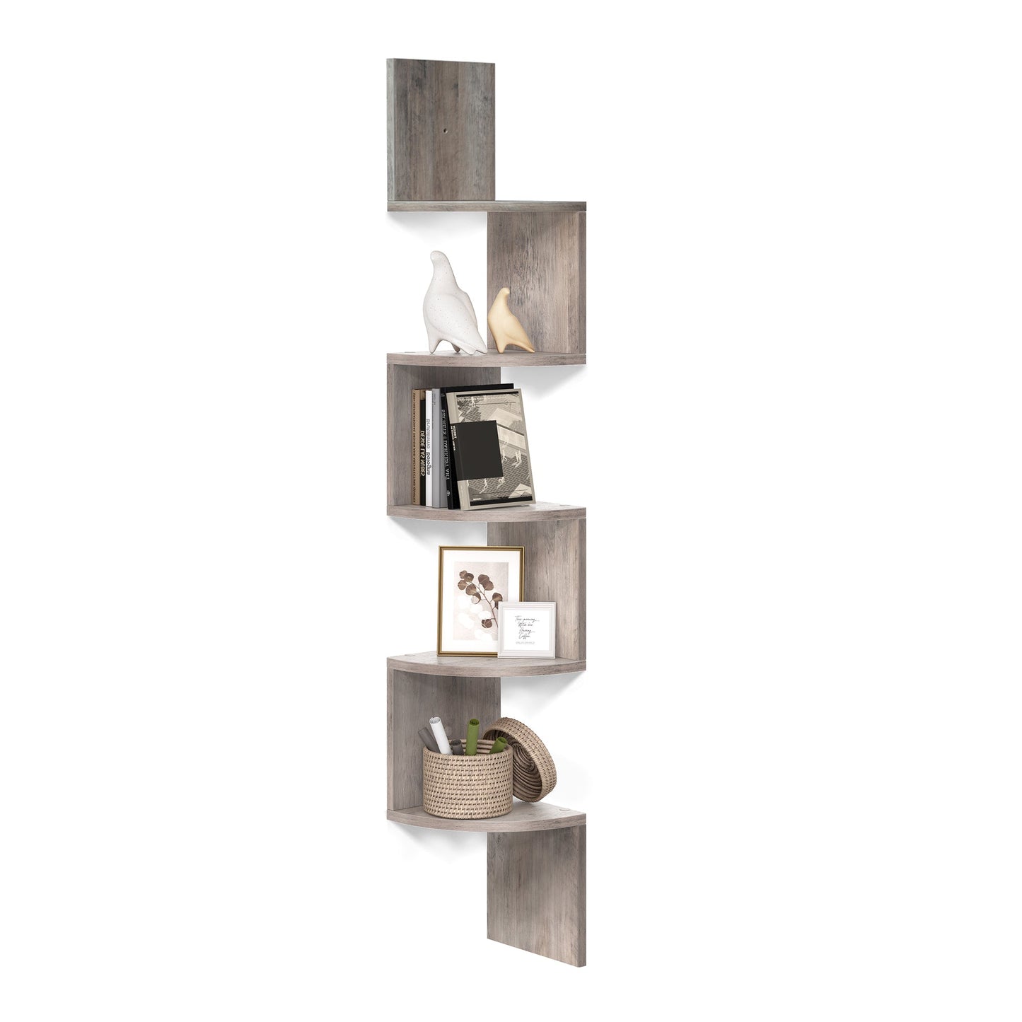 Vasagle 5-tier Floating Wall Bookshelf - Greige