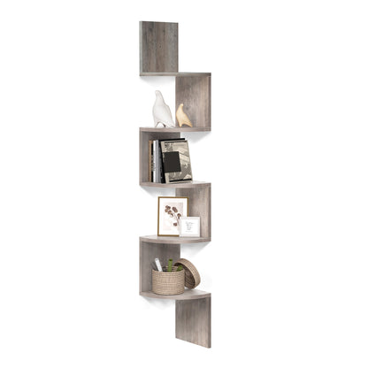 Vasagle 5-tier Floating Wall Bookshelf - Greige