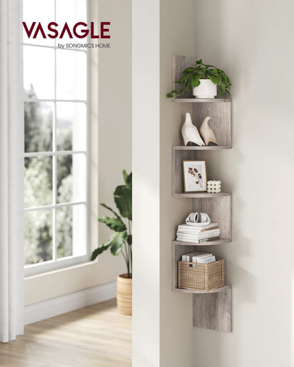 Vasagle 5-tier Floating Wall Bookshelf - Greige