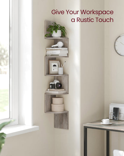 Vasagle 5-tier Floating Wall Bookshelf - Greige