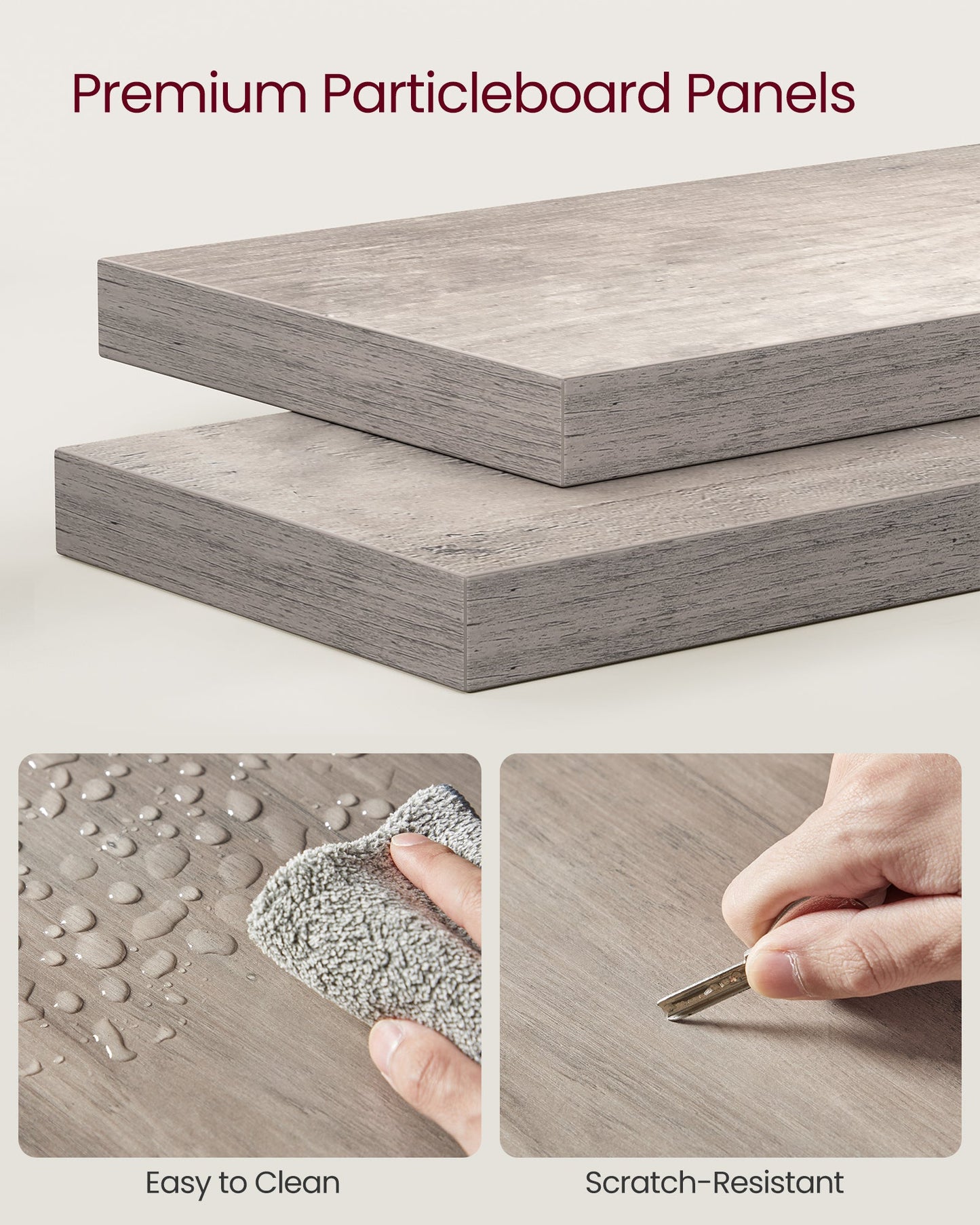 Vasagle 5-tier Floating Wall Bookshelf - Greige