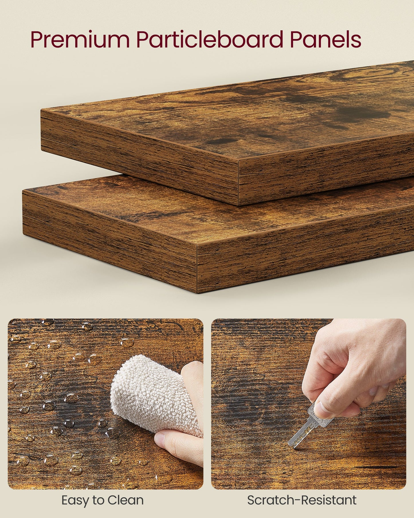 Vasagle 5-tier Floating Wall Bookshelf - Rustic Brown