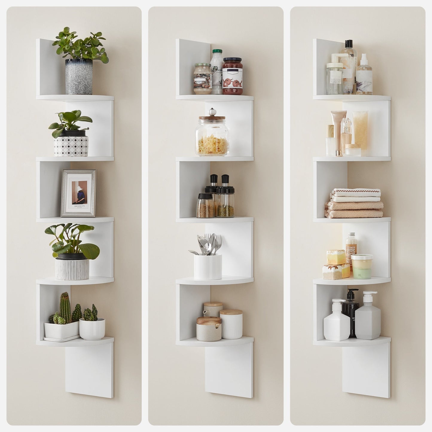 Vasagle 5-tier Floating Wall Bookshelf - White