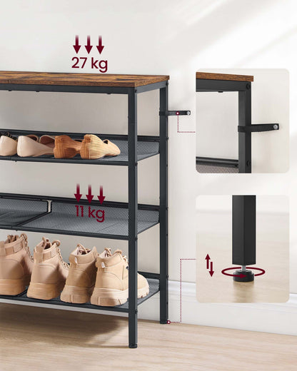 VASAGLE 4-Tier Shoe Rack for Entryway