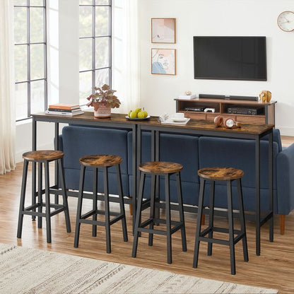 Modern Bar Table Stool Set Greige Black VASAGLE
