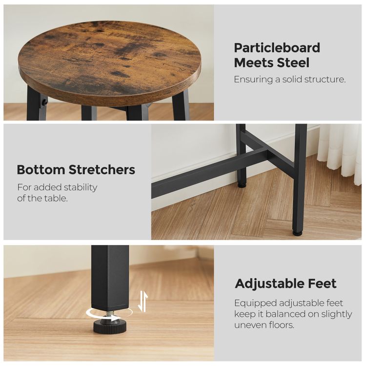 Modern Bar Table Stool Set Greige Black VASAGLE