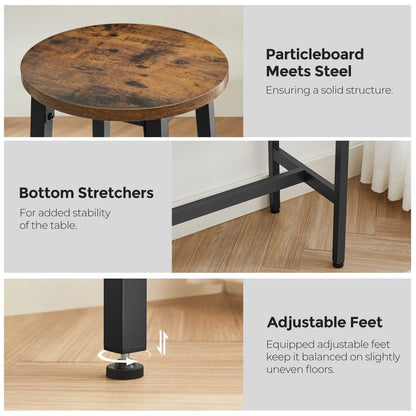 Modern Bar Table Stool Set Greige Black VASAGLE